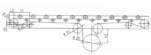 皮帶驅(qū)動滾筒輸送機皮帶驅(qū)動設(shè)計簡圖