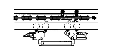 牽引鏈條、軌道與積放小車組工作示意圖